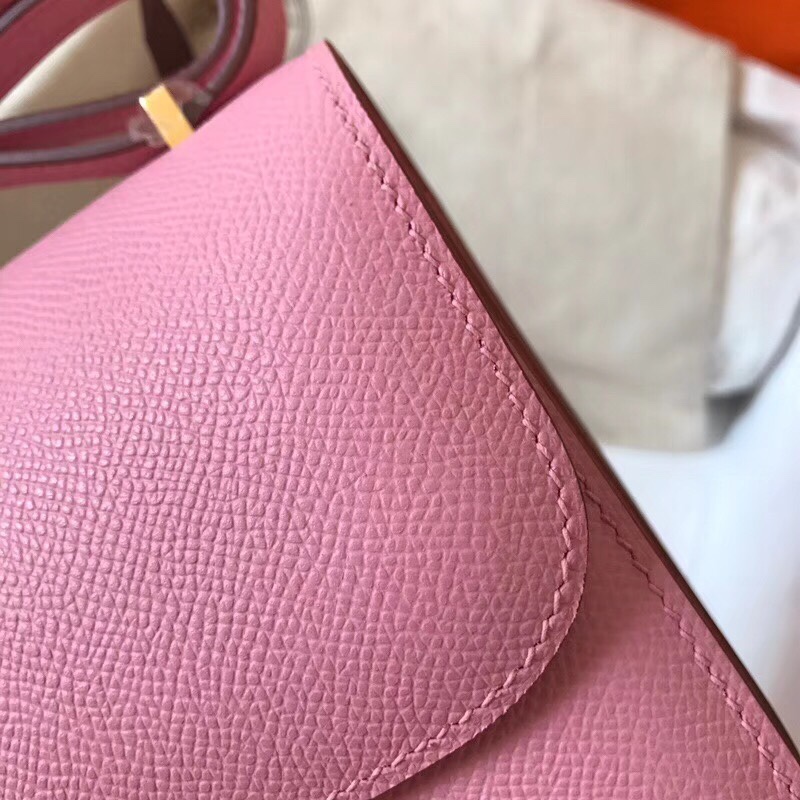 Hermes Constance 24cm Shoulder Bag In Rose Pink Epsom Leather